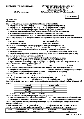 2 Đề thi thử THPT Quốc gia môn Địa lý năm 2019 - Trường THPT Thường Xuân 3 (Có đáp án)